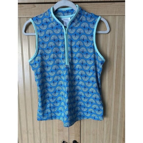 NWT Sigrid Olsen Golf Tennis Sleeveless Top Size Small Turquoise Coastal Preppy - Picture 1 of 7